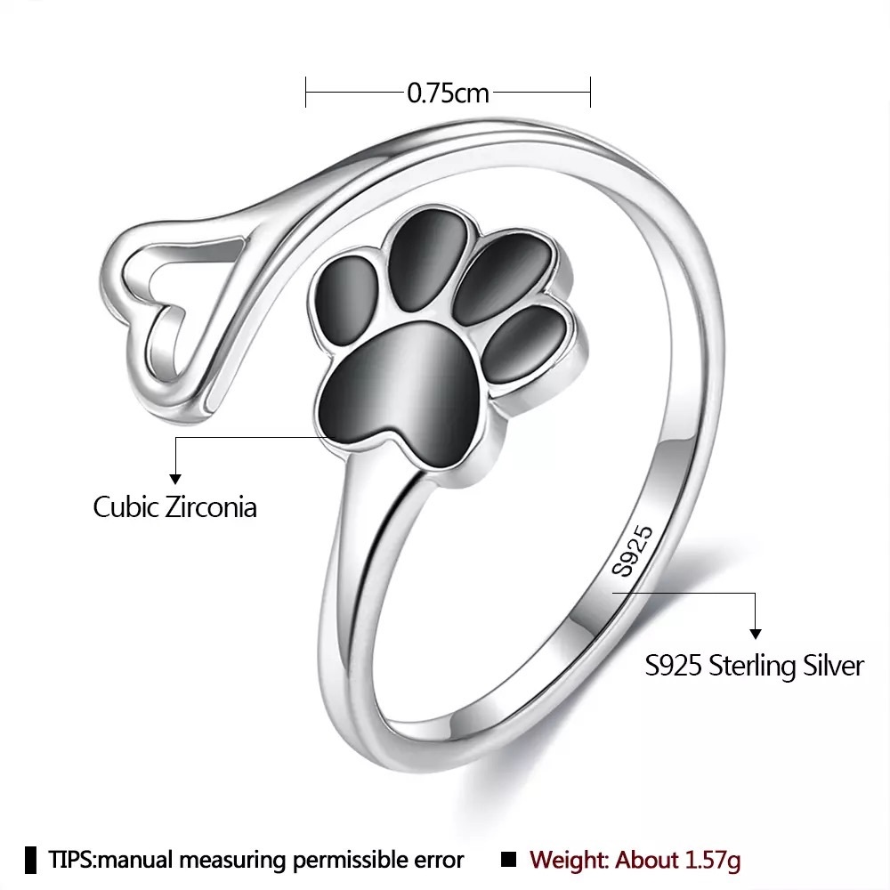 Genuine 925 Sterling Sliver Paw 🐾 Print Ring - Picture 2 of 6